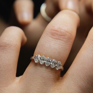 Oval Cut Moissanite Band Half Eternity Ring